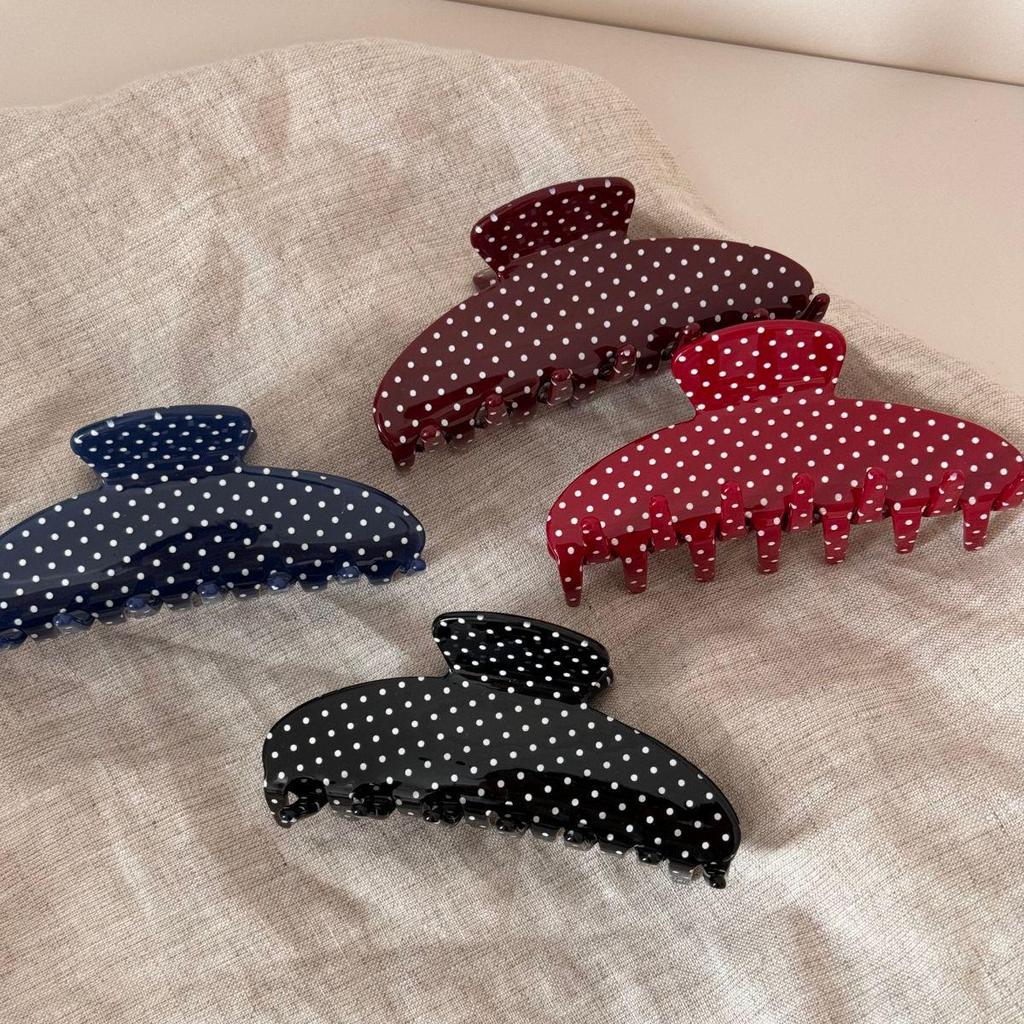 Korean Retro Polka Dot Fan-Shaped Acetate Hair Claw Clip