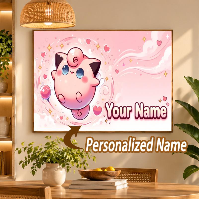 Jigglypuff Custom Name Diamond Painting Personalized 5D Full Drill DIY Diamond Art Home Decor