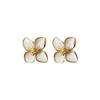 White Color Flower Enamel Korean Style Stud Earrings for Women Girl Love Aesthetic Daily Life Minimalist Jewelry