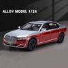 1/24 BMW 760 THE7 Limousine Alloy Miniature Car Diecast Metal Scale Car Model Sound and Light Collection Children Toy Vehicles Gifts