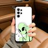 Cute Cartoon Alien Soft Silicone Case for Samsung S25, S24, S21, S22, S23, S30, Ultra, S20, Plus, FE, Lite-Black