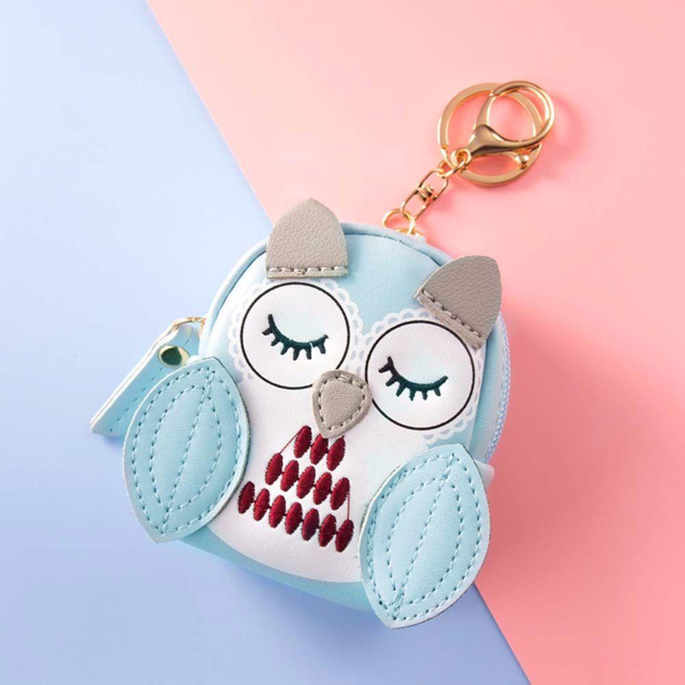 Key Holder Lady Wallet Short Purses Cartoon Car Key Chain Key Bag Owl Coin Purse School Bag Pendant