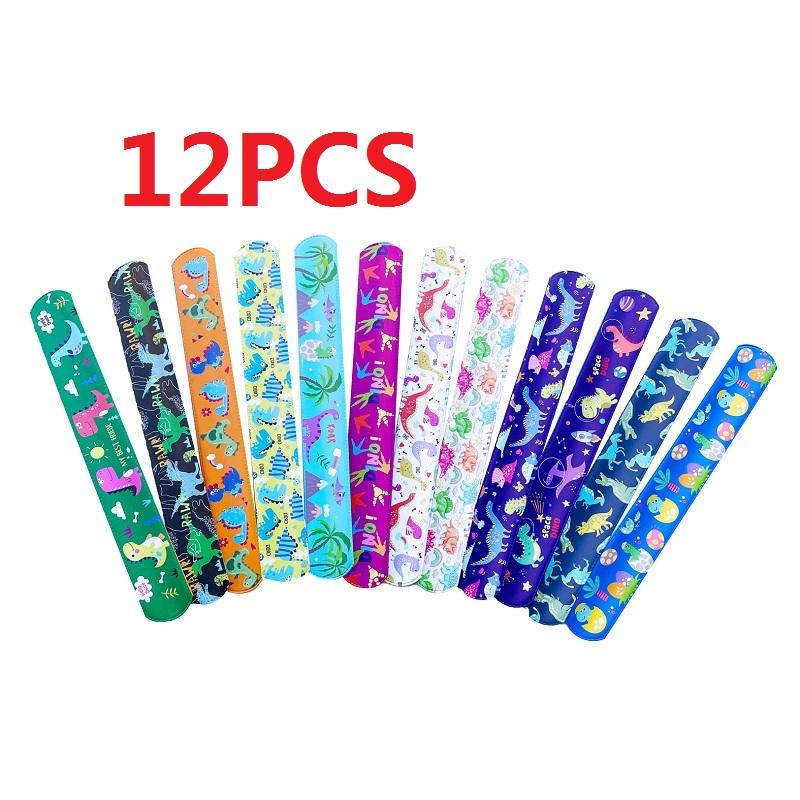 12 шт. Мультяшный динозавр Хлопающий браслет Подарок Украшение для вечеринки Дети Мальчик Счастливые Джунгли Парк Дикой Природы День Рождения Динозавра