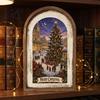 Vintage Christmas Home Decor Rustic Wooden Decoration Arched Window Frame Wall Decor Winter Xmas Holiday Party Table Sign Tabletop Ornament