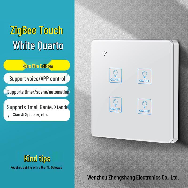 Zhengshang C8 Graffiti Zigbee Touch Smart Switch with 80 Ohm Voice Control for Alexa and Google Assistant.