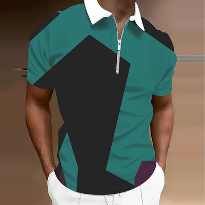 Heren Shirt Polo Casual Rits Korte Mouw Mode Casual Rits Zomer Lente Regular Fit 3D Print Shirt