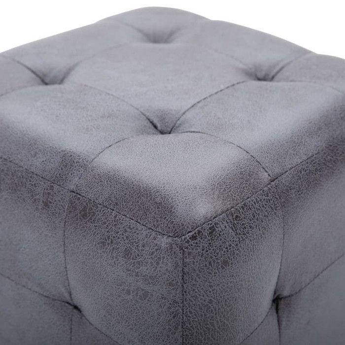 VidaXL 2 Pcs Poufs Grey 30 X 30 X 30 Cm Faux Suede