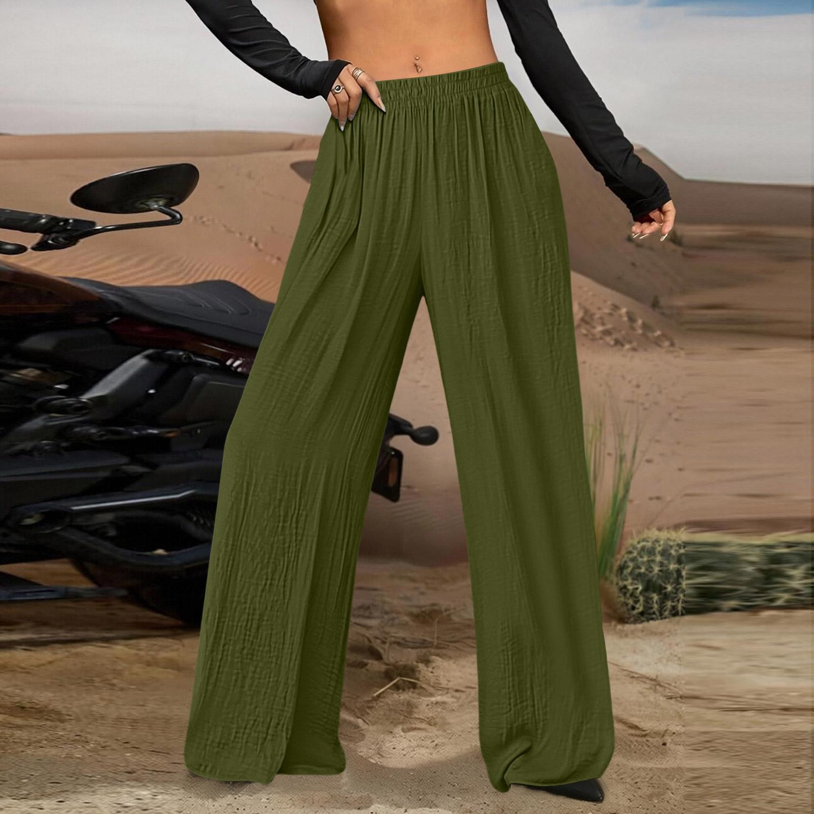 

Women s Casual And Fashionable Color Loose Pants With Pocketes L армия зеленый