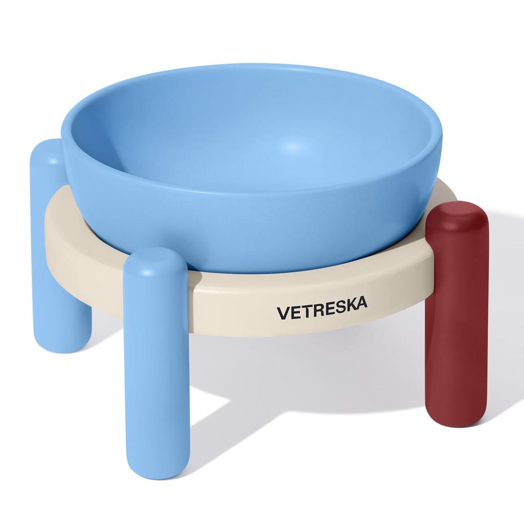 VETRESKA Dog Water Dish Pet Bowl Water Drinker Dog Water Drinker Misty Mellow Stand Dog Cat Dish Ceramic Pet Water Drinker with Mat Dog Feeder Dog