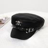 Punk Dunkle Nieten Leder Schiebermütze Y2k Marine Hut Trendige Hüte für Damen