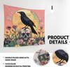 Raven And Skull Tapestry, Dark Violet Grey Decorative Wall Hanging,Gothic Tapestries Aesthetic For Living Room,Bedroom,Halloween