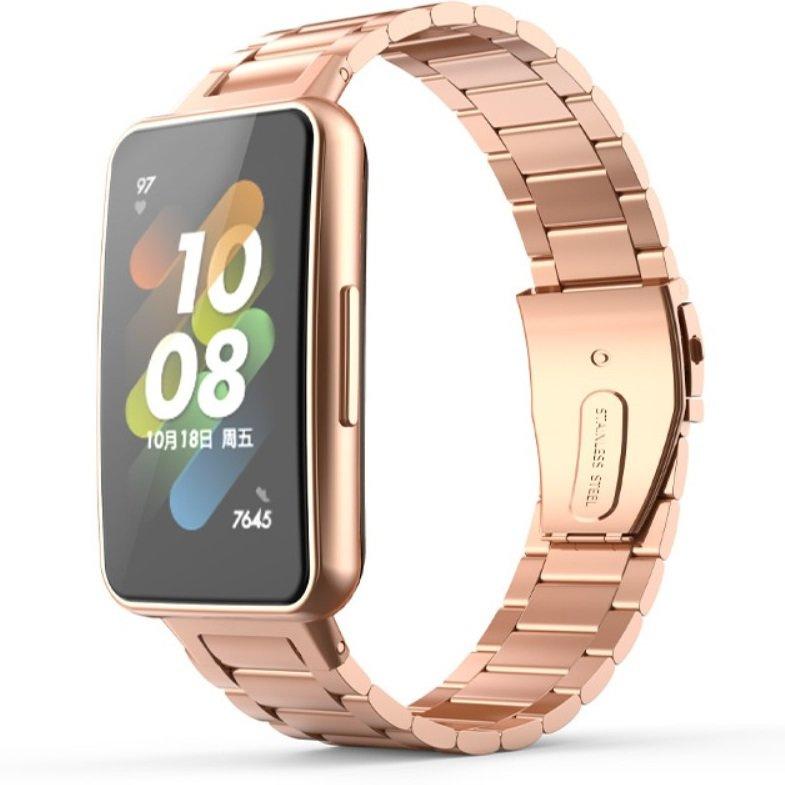 Steel Bracelet for Huawei Band 7, Rose Gold