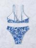 Verspielter Floral 2025O Damen Zweiteiliger Bikini mit Ring-Verknüpftem Dreiecksdesign