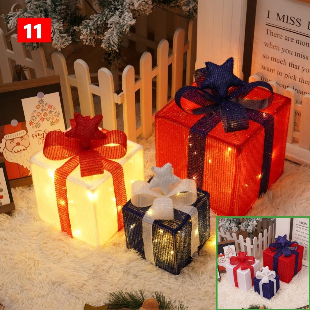 

3 шт./компл. Рождественская подарочная коробка, светящаяся рождественская елка, вечеринка, украшения своими руками, работающие от батареек, светодиодные праздничные реквизиты, осветительные приборы 8 Mode Warm White