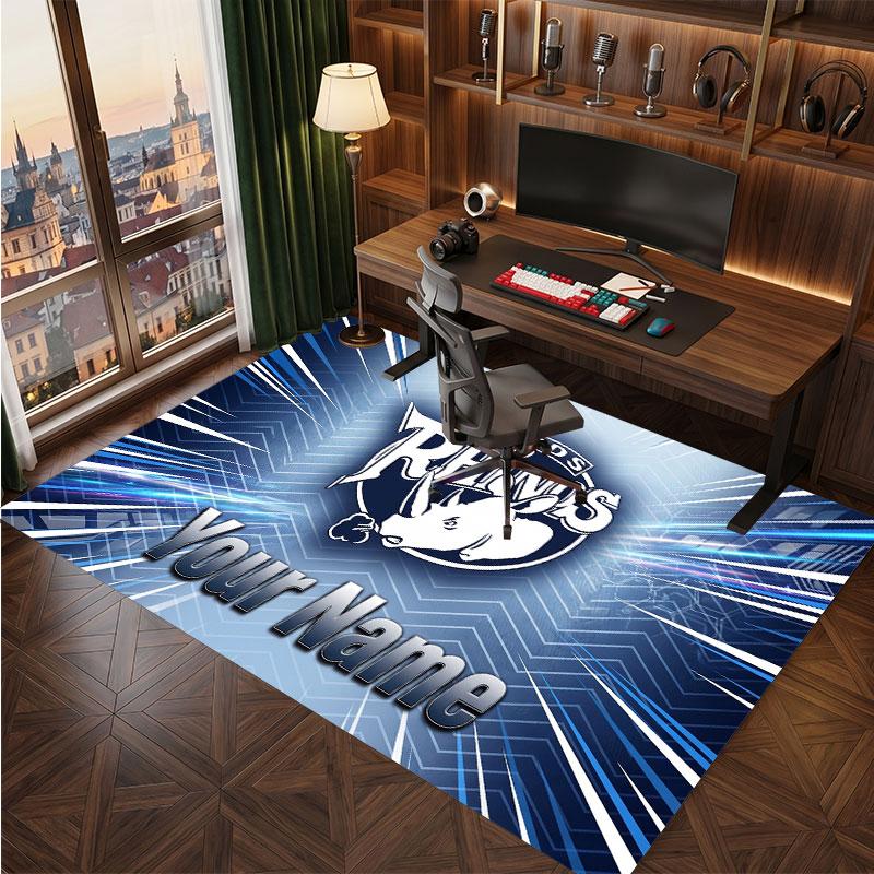 Leeds Rhinos Personalized Crystal Velvet Carpet, Customized Name Text Soft Anti‑Slip Rug for Living Room Bedroom