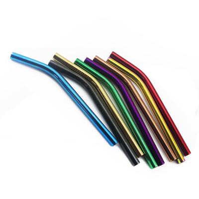 Mehrfarbiger Trinkhalm, umweltfreundliche Trinkhalme aus Edelstahl mit Reinigungsbürste