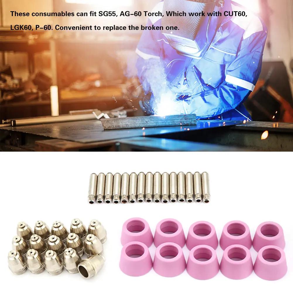 40pc/set AG60 SG55 Plasma Cutter Cutting Torch Consumables Electrode Nozzles Cups Kit Plasma Cutter Consumables