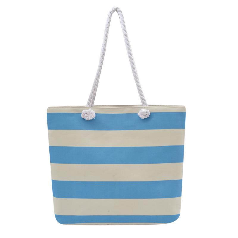 Chic Striped Canvas Tote Bag - Large Capacity for Shopping & Beach