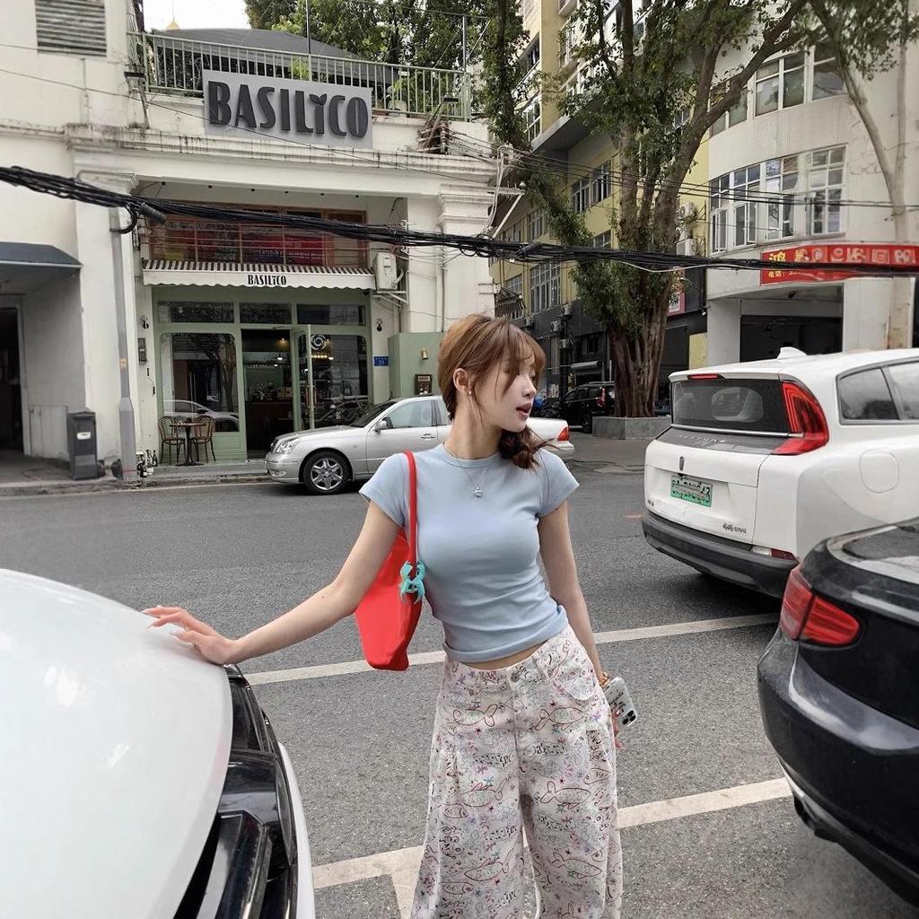 White Fish Print Jeans: 2025 Spring/Summer Women's Loose Casual Wide-Leg Pants