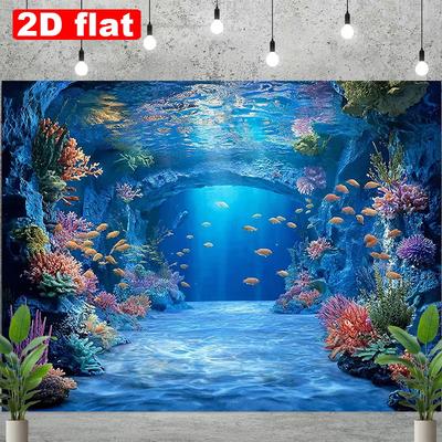 2D bunter Riff-Meerwasser-Hintergrund für Aquarium-Tier-Geburtstagsparty-Dekoration