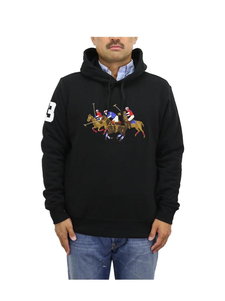 Polo Ralph Lauren Match Pony Embroidered Pullover Sweatshirt Size Black Men's Hoodie, XL, (Product Code 01020061)