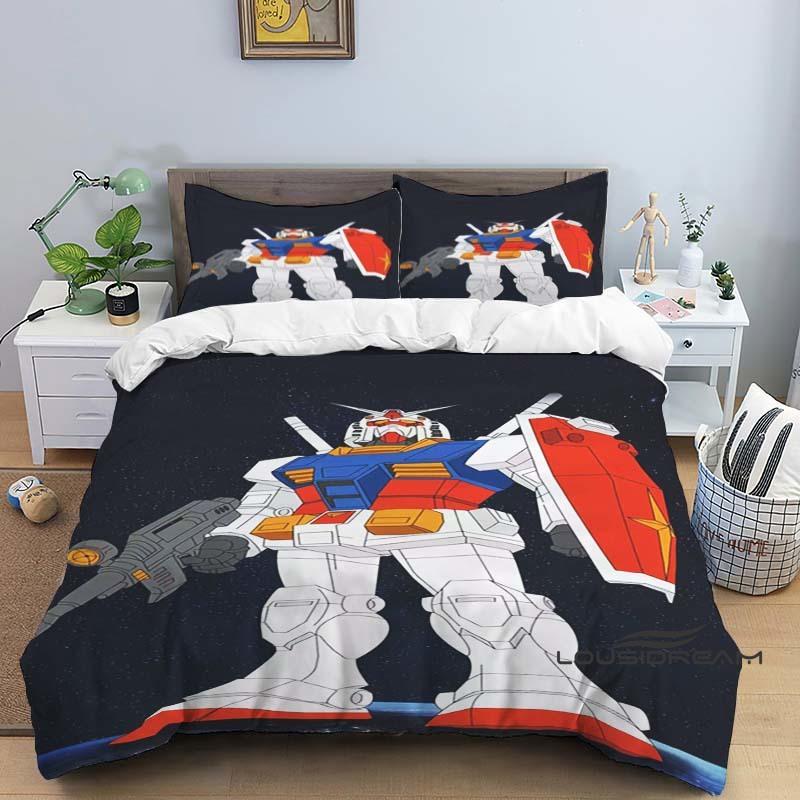 Cartoon/Anime Mobile Suit Gundam-Themed Printed Bedding Set: This soft and comfortable set includes a duvet cover and pillowcase