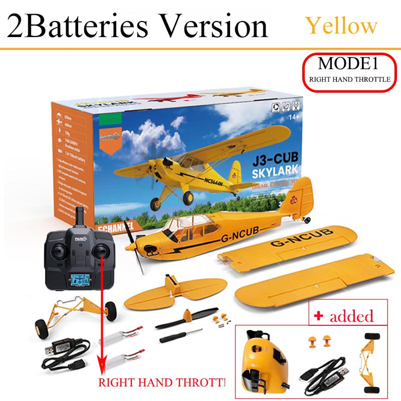 New J3-CUB RC Airplane 5CH 2.4G Remote Control Mode1 (Right Hand Throttle) 3D/6G 1406 Brushless Motor Outdoor Foam Fiexd Plane