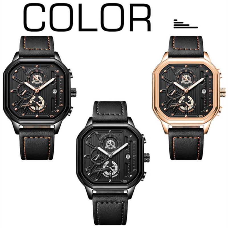 2024 Mighty Domineering Main Fashion Design Sports Watch Multifunction Pointer Dial Waterproof Luminous Leather Strap Luxury Quartz Watch