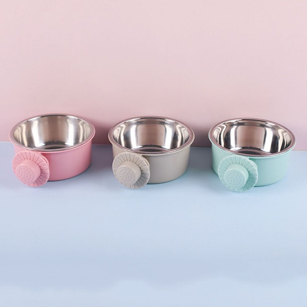 3 Colors Pet Cage Bowl 2-in-1 Pet Feeding Tool Portable Cat Dog Food Dispenser  Rabbit