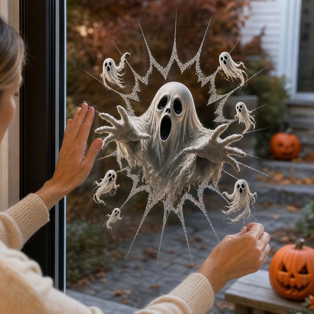 Halloween Window Sticker House Scene Holiday Decoration for Home