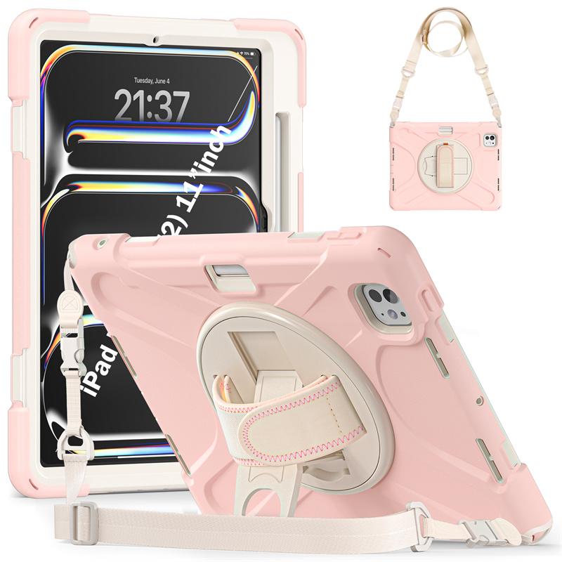 Shockproof Case for IPad Pro 11 12.9 13 M2 M4 2024 Cover IPad Air 13'' 11'' 2025 4th 5th 10.9 11th 11 Funda Coque+Shoulder Strap