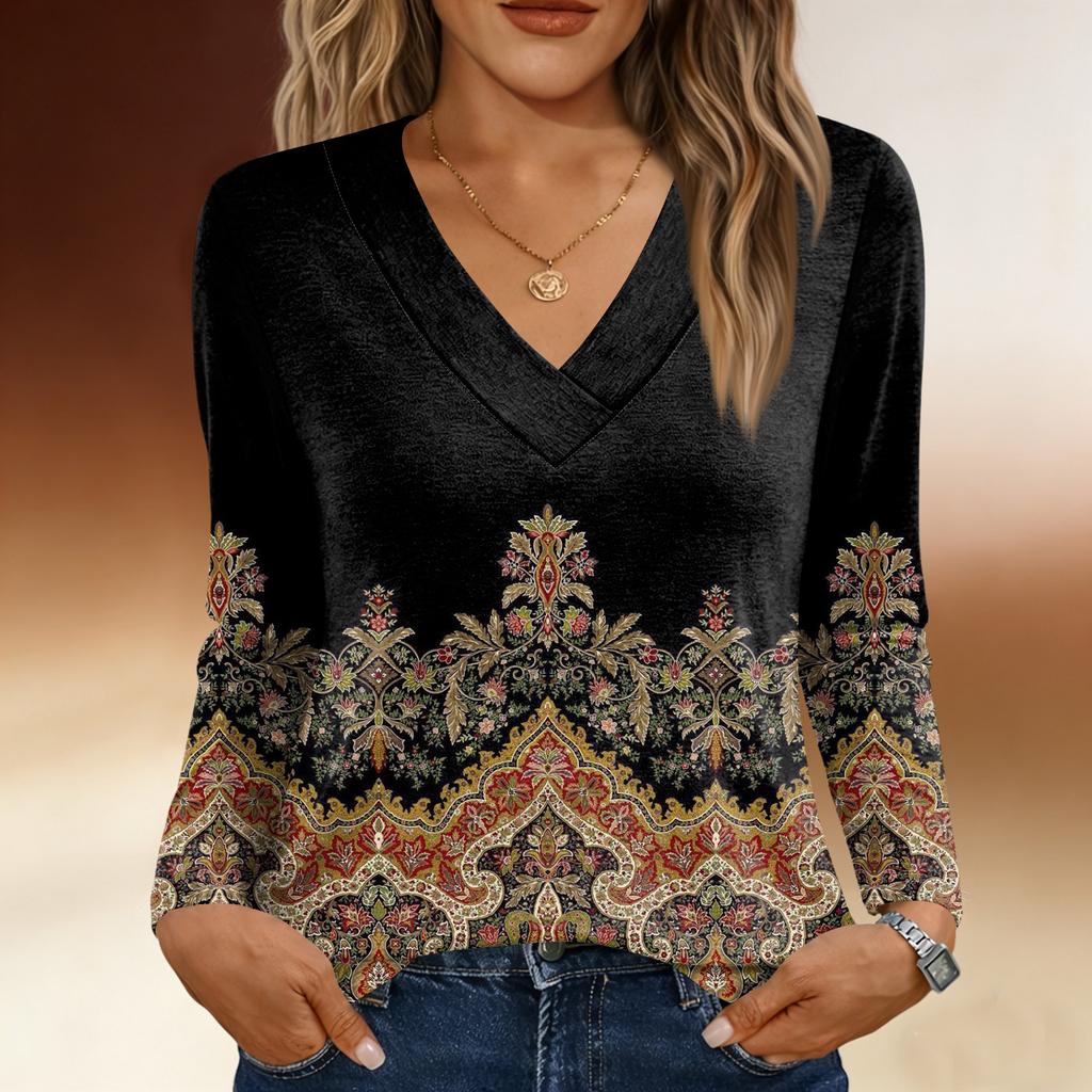Long Sleeve Shirts For Women Cute Print Graphic Tees Blouses Casual Plus Size Basic Tops Pullover