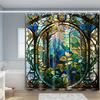 Enchanted Forest Stained Glass Shower Curtain - Whimsical Bath Decor, Perfect for Those Who Love Nature-Inspired