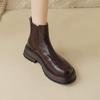 Krazing Pot Sheep Skin Round Toe Winter Med Heels Chelsea Boots Women Zipper Retro Fashion Platform Ankle Boots