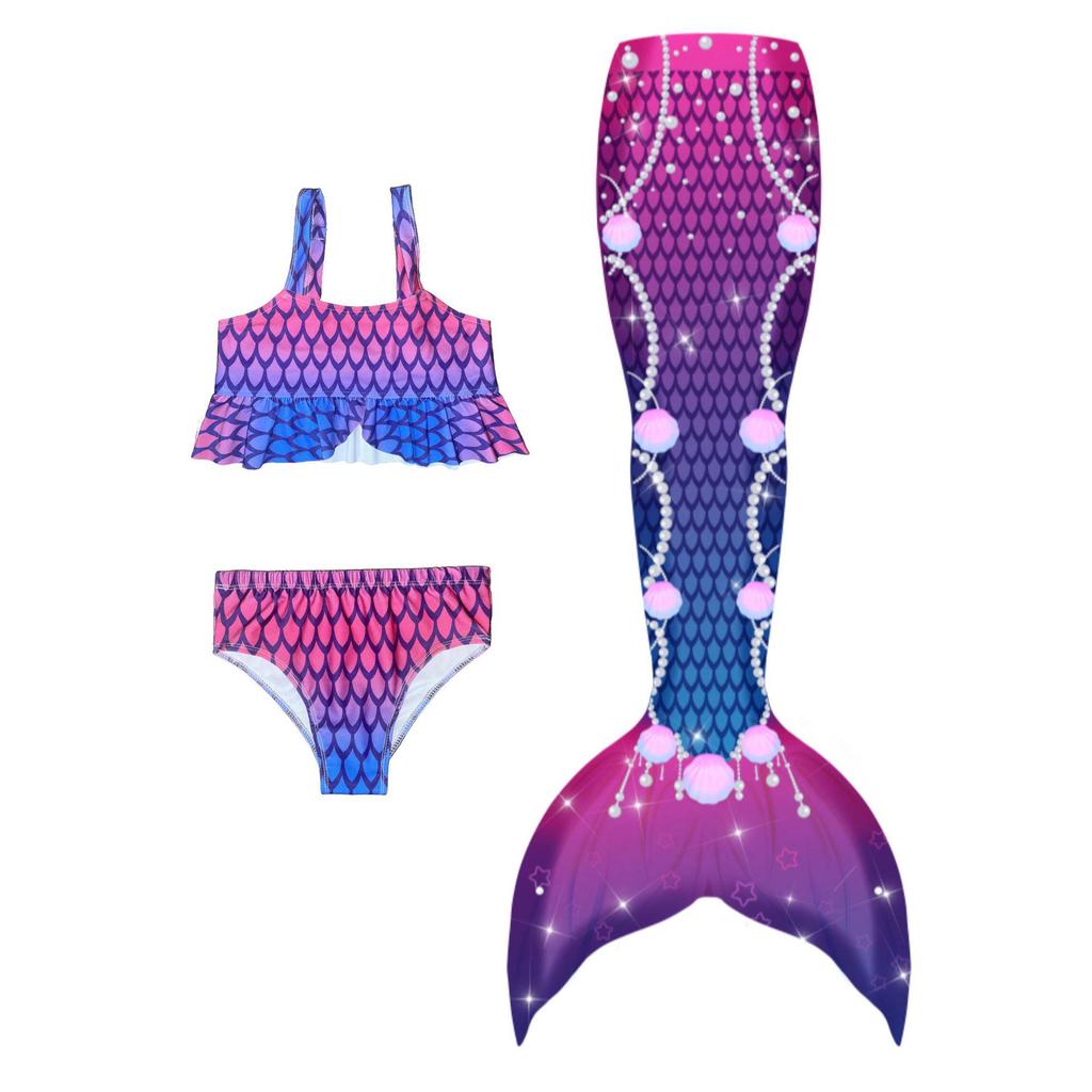 Girls' Mermaid Gradient Two-Piece Swimsuit Party Costume