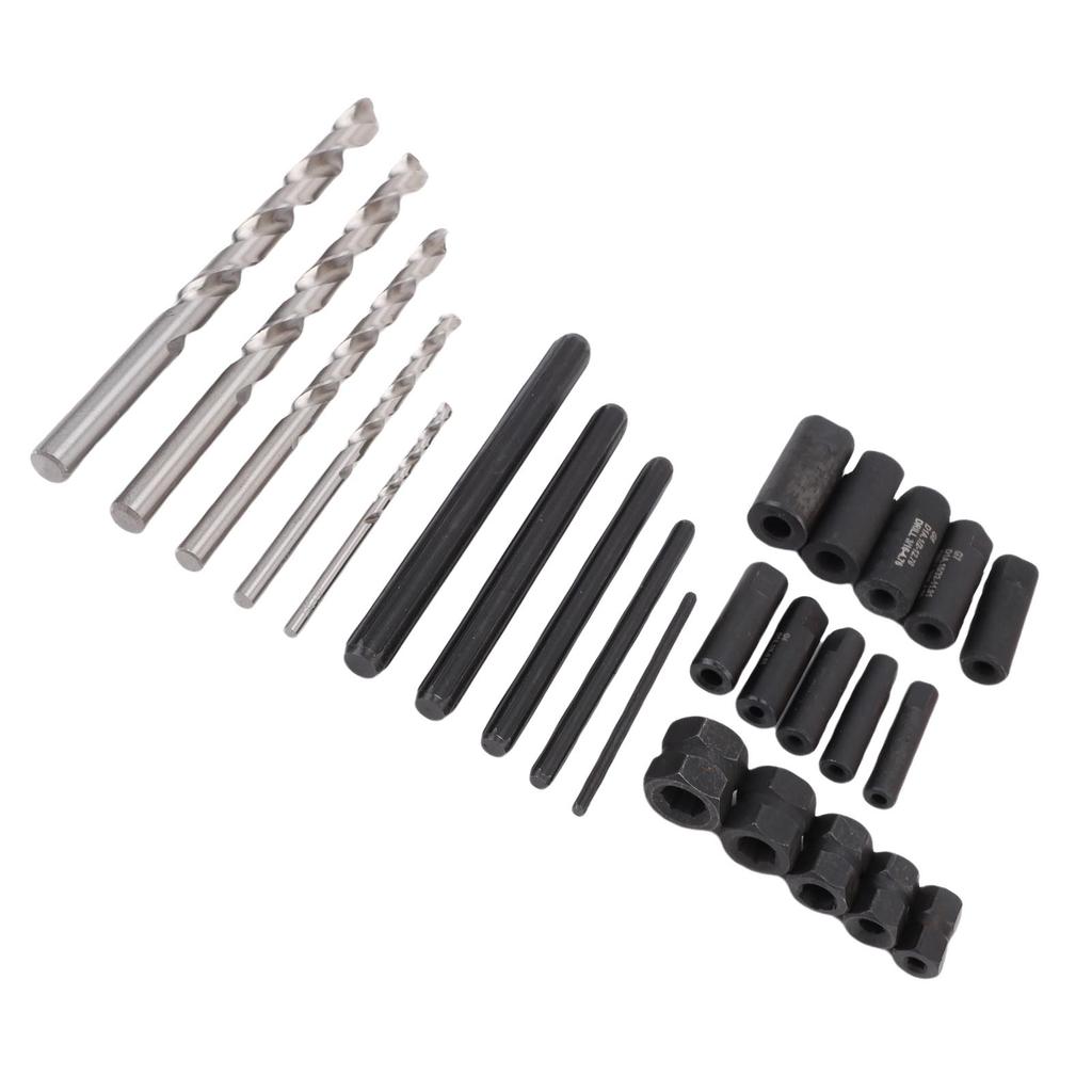 25 Pcs Screw Extractor Set High Hardness Steel Easy Out Broken Bolt Extractor Kit with Storage Case