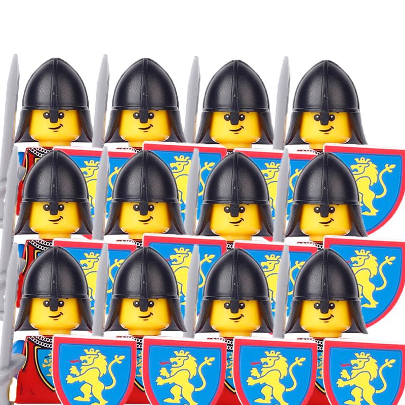 Kompatybilne MOC Średniowieczne Klocki Budowlane Postacie Żołnierze Smoczy Rycerze Czarny Lew Orzeł Zabawka Prezent Klocki Rolnik Żołnierz X048