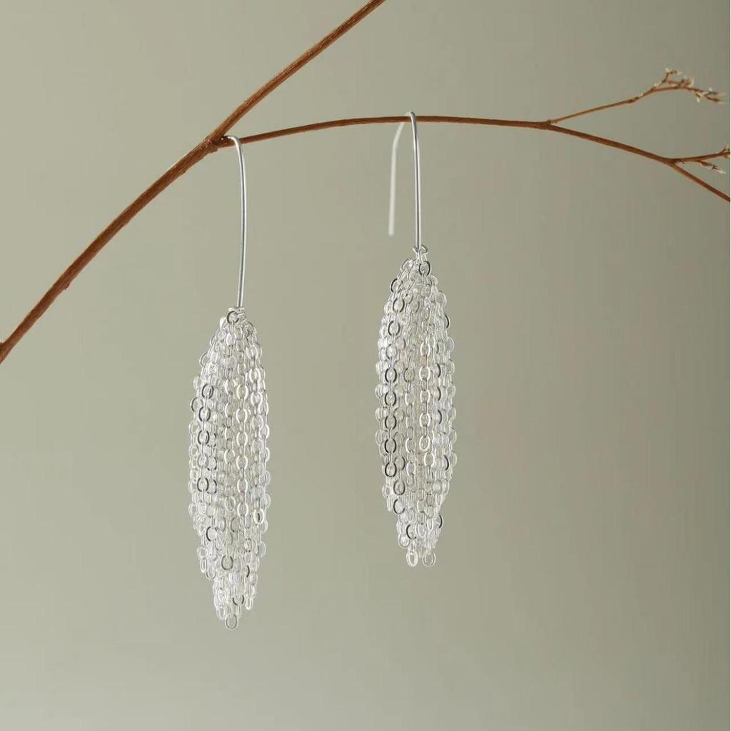 Junruxue S925 Sterling Silver Tassel Earrings - Elegant, Lightweight, Handmade European & American Style Jewelry