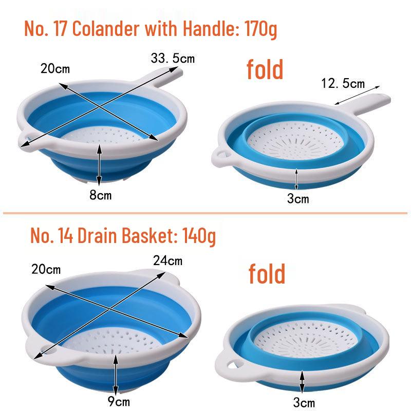 Thickened Collapsible Kitchen Colander with Handle - Multifunctional Wash & Fruit Basket