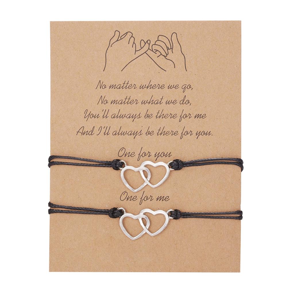 2pcs/set Charm Couple Friendship Bracelet Love Heart Daisy Volcanic Stone Bead Bangles Bracelet For Women Men Lucky Wish Jewelry