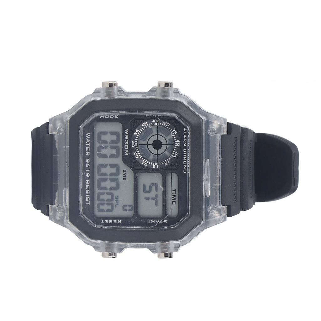 Electronic Sports Watch 12 24 Hours Waterproof Digital Wrist Watch with Luminous Alarm Timing Function Transparent