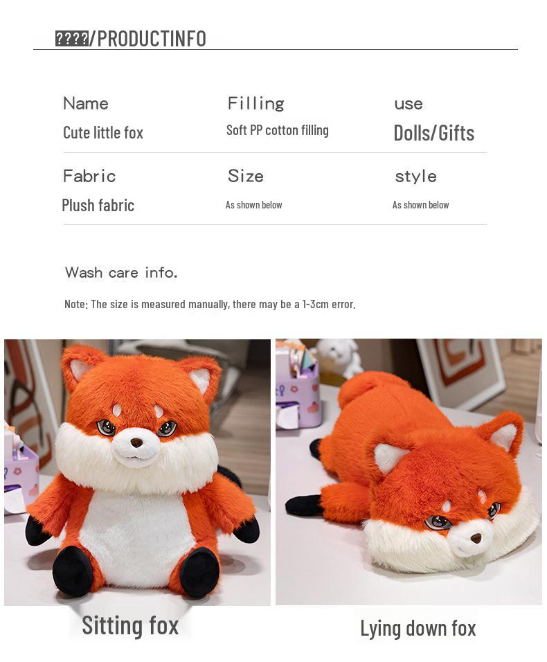 Cute Lying Fox Plush Toy Pillow - Birthday Gift