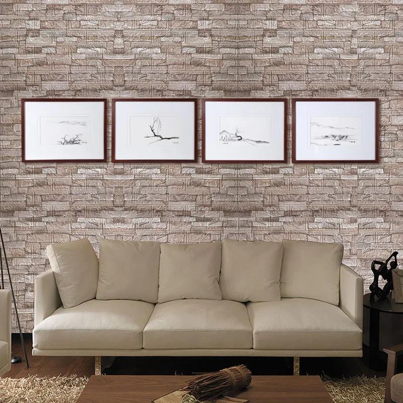 5/10pcs 70*77cm 3D Brick Wall Paper for Living Room Bedroom TV Wall Waterproof Self-Adhesive Wallpaper Foam DIY Wall Stickers