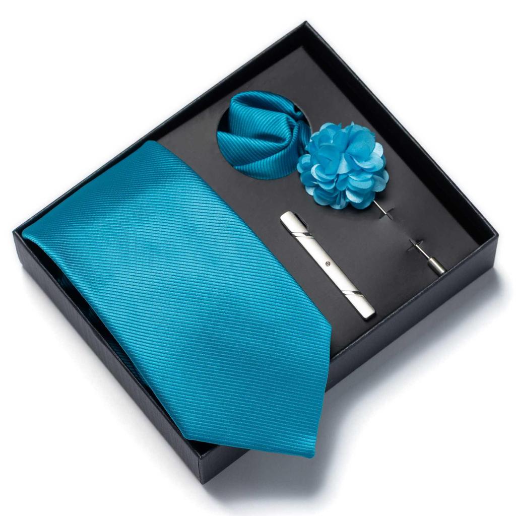 Men’s Luxury Solid Color Tie Gift Set - 4-Piece Formal Suit and Wedding Accessories