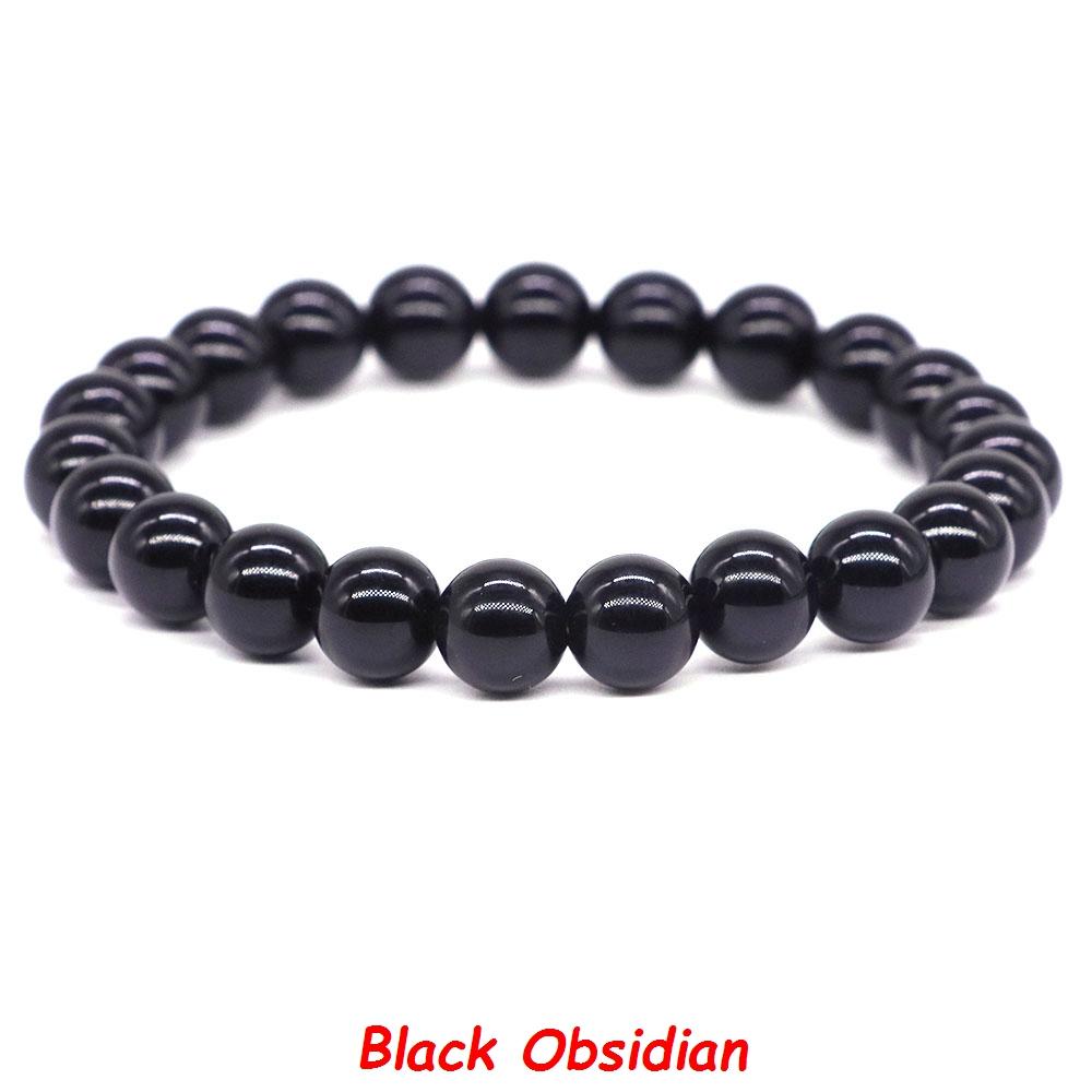 Natural Stone Bracelet Healing Crystal Amethyst Quartz Agate Round Loose Bead Elastic Stretch Bangle For Women Men Jewelry Gifts