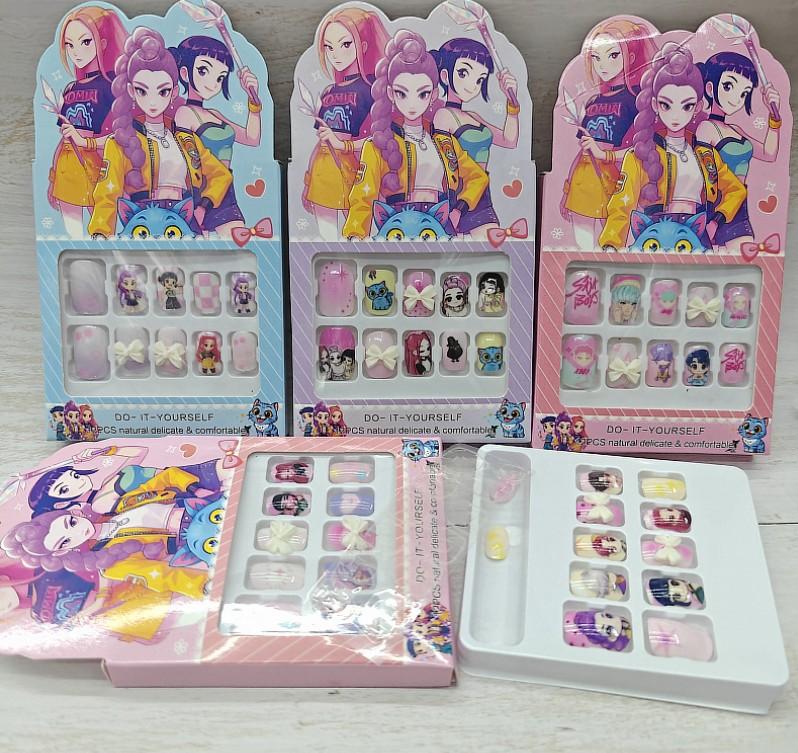 Hot Kpop Demon Hunter Girl Group Boutique Children's Girls Exquisite Wearable Nail Stickers Toy Gifts