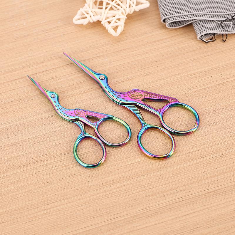 Crane-Shaped Stainless Steel Scissors for Retro Paper Cutting and Handmade Cross-Stitch