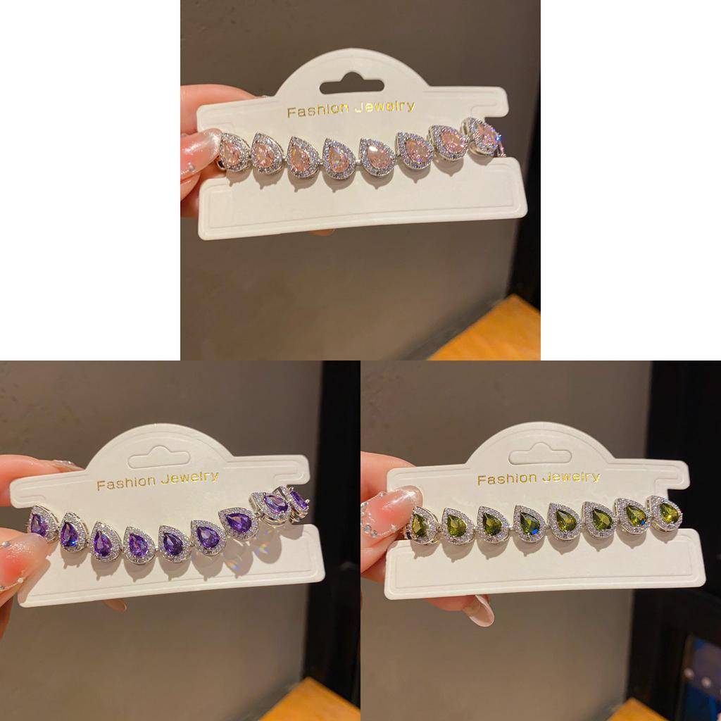 Copper Zircon Water Drop Bracelet For Women With Elegant Casual Style