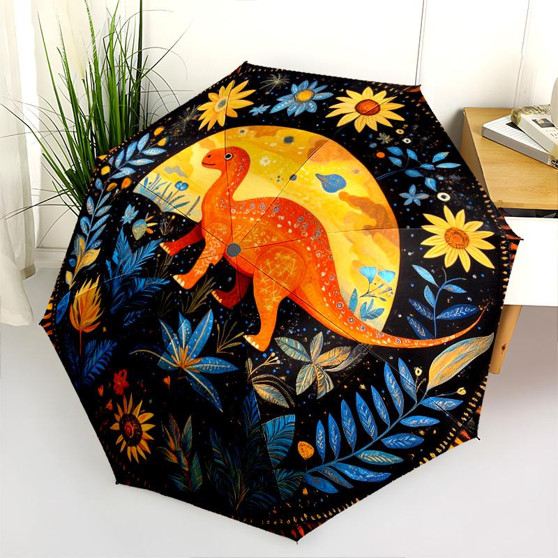 Retro Art  pattern, automatic folding umbrella, portable and foldable design, 8 ribs, a Christmas or birthday gift.
