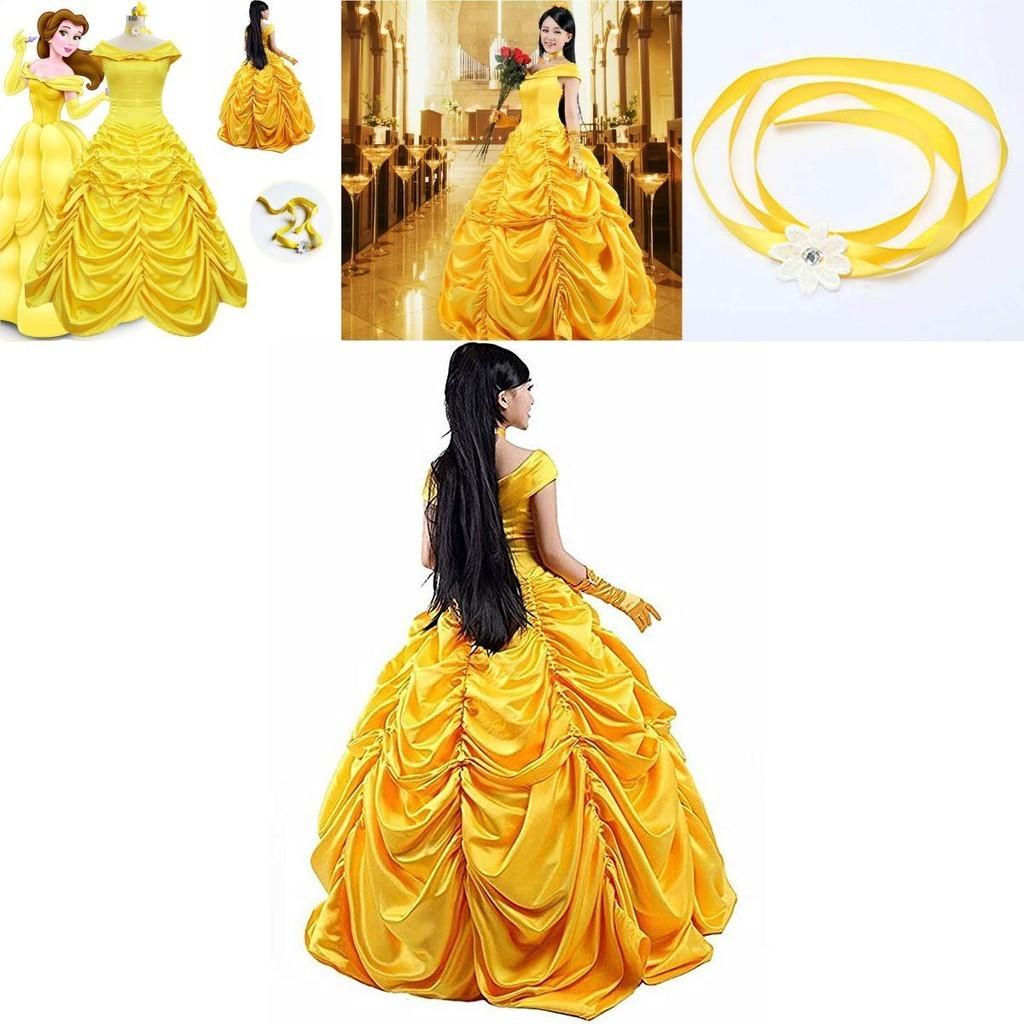 Elegante Costume Cosplay da Principessa Belle de La Bella e la Bestia, Stile Fiabesco, per Donna